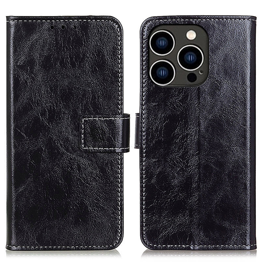 Til iPhone 15 Pro Max Læder Pung Stand Case Retro Crazy Horse Texture Telefon Cover Til iPhone 15 Pro Max Læder Pung Stand Case Retro Crazy Horse Texture Telefon Cover